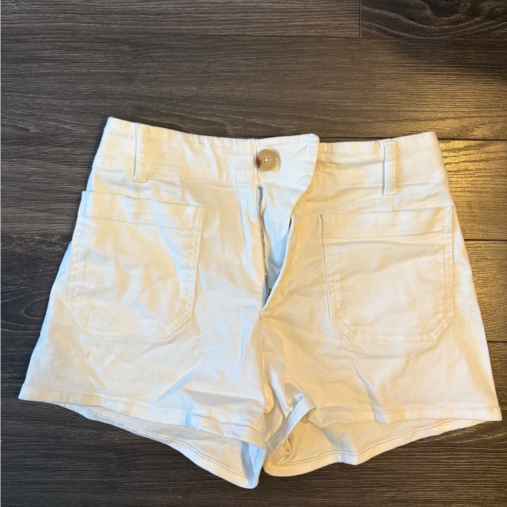 Anthropologie White High-Waist Cotton Shorts